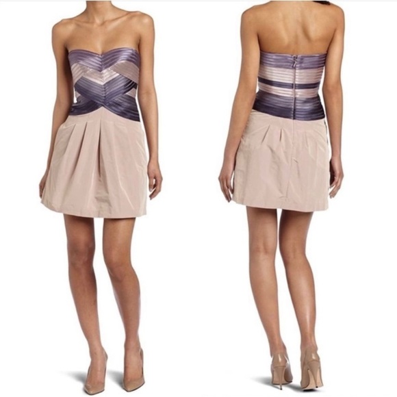 BCBGMAXAZRIA Purple Hana Strapless sweetheart Corset mini dress with pockets - Picture 1 of 13